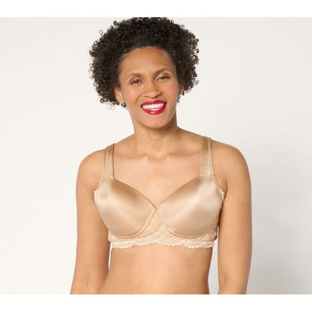 Breezies Women's Bra Sz 38C -T Lace Shimmer Lightly Padded Wirefree Brown